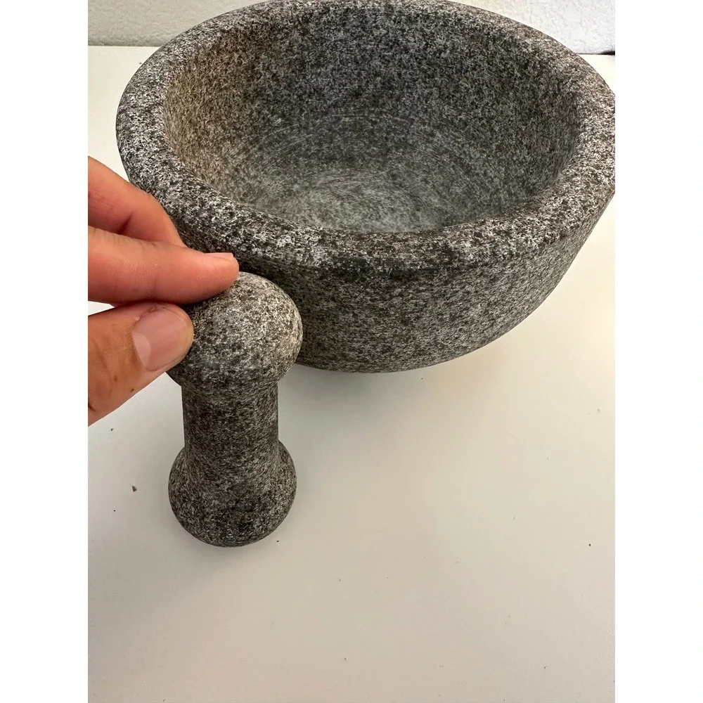 Gray Heavyweight Granite Stone Mortar and Pestle Set Large